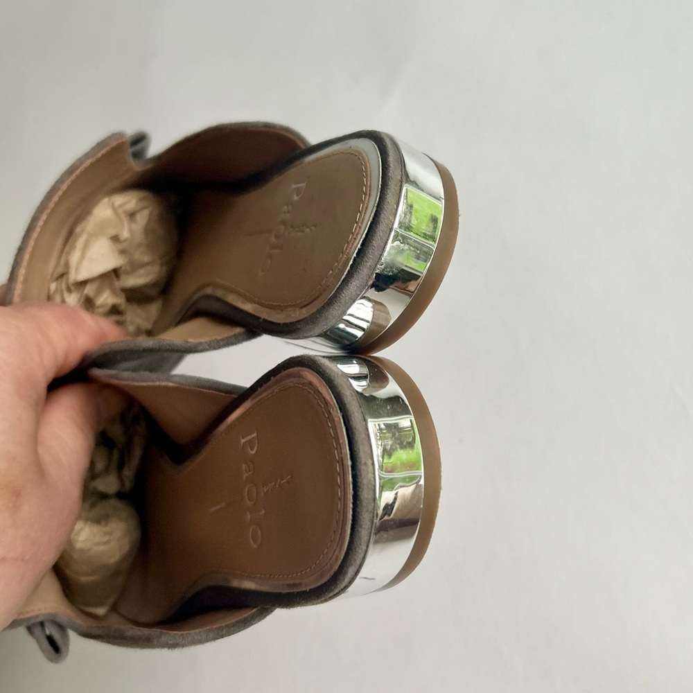 Linea Paolo Grey Suede Genuine Leather Point Toe Bow Mules size 7 - Picture 11 of 14